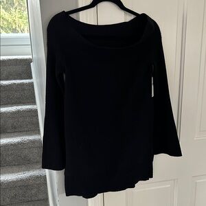 Anthropologie Black Ribbed Knit Top